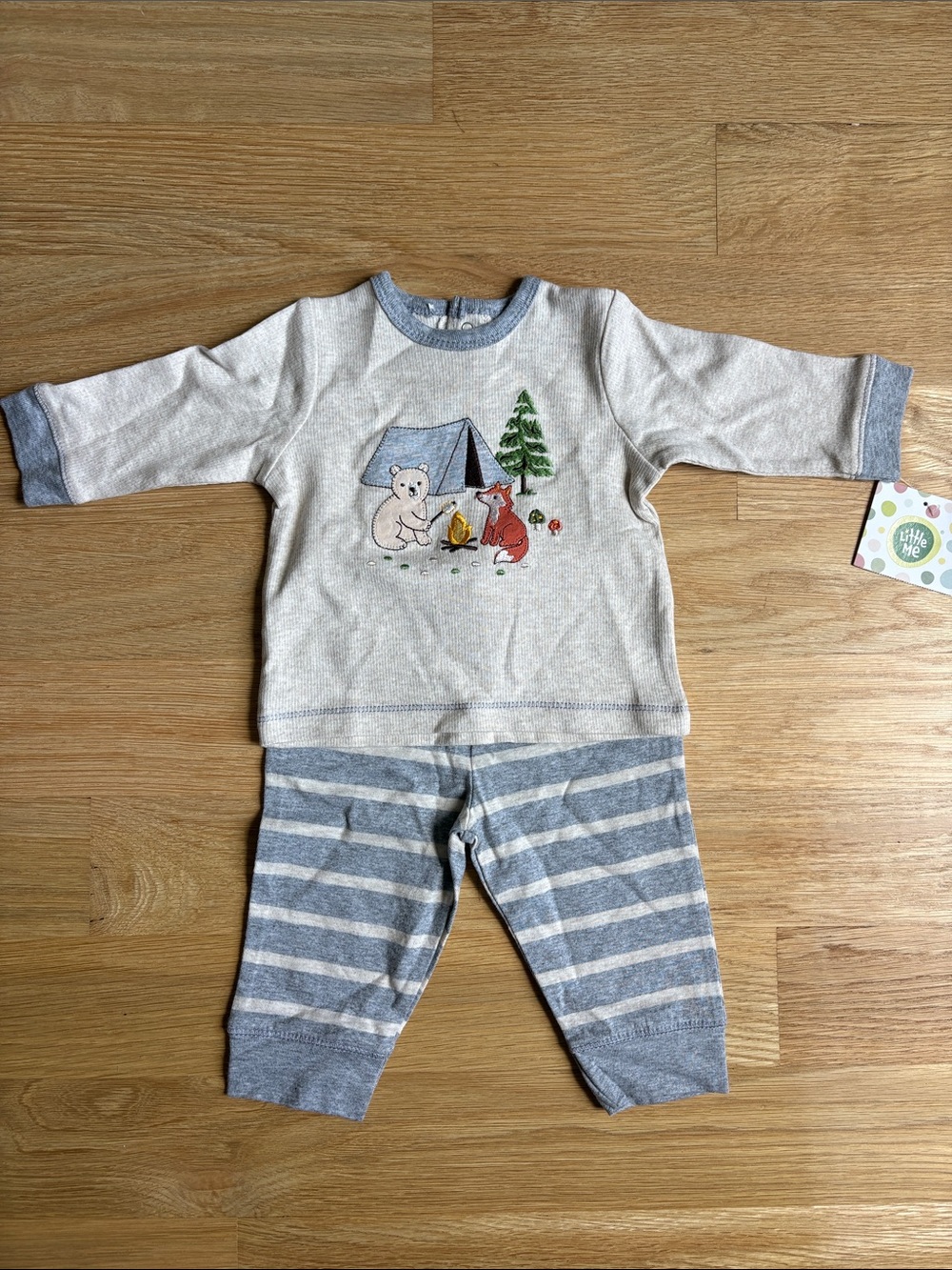 LITTLE ME | Cream & Gray Camping Animal Set